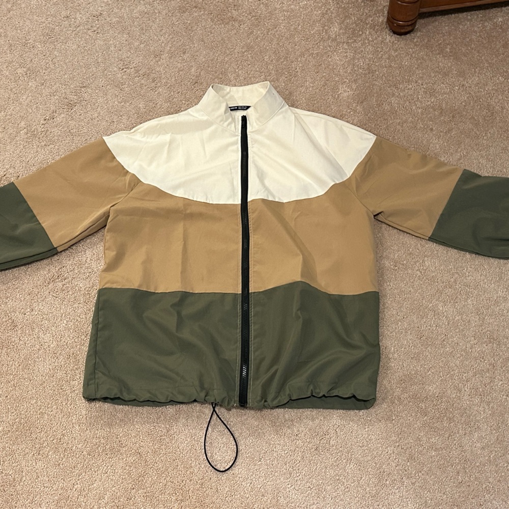SHEIN Colorblock ZipUp Drawstring Hem Jacket